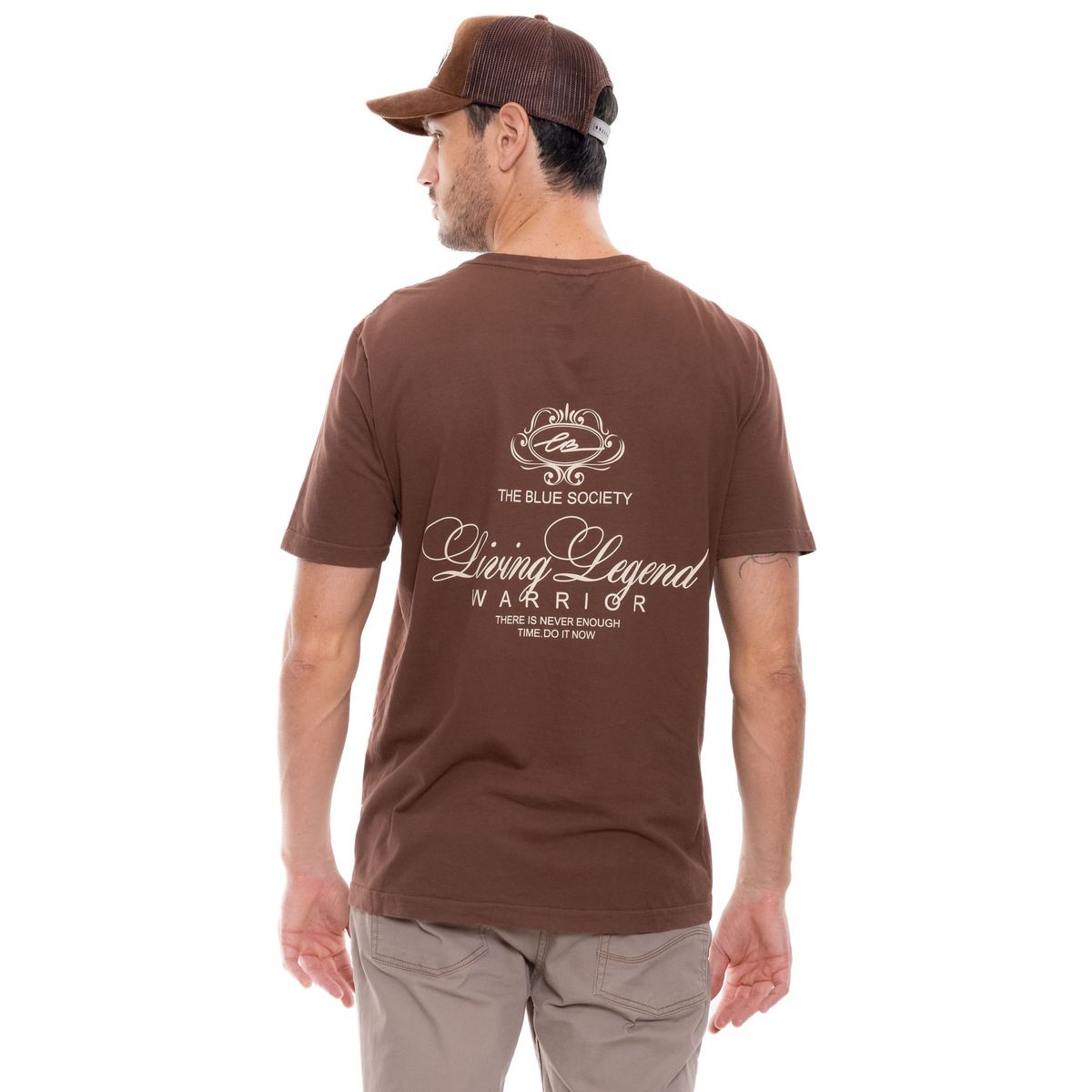 COLOR BLUE - Camiseta Manga Corta Con Estampado En Espalda