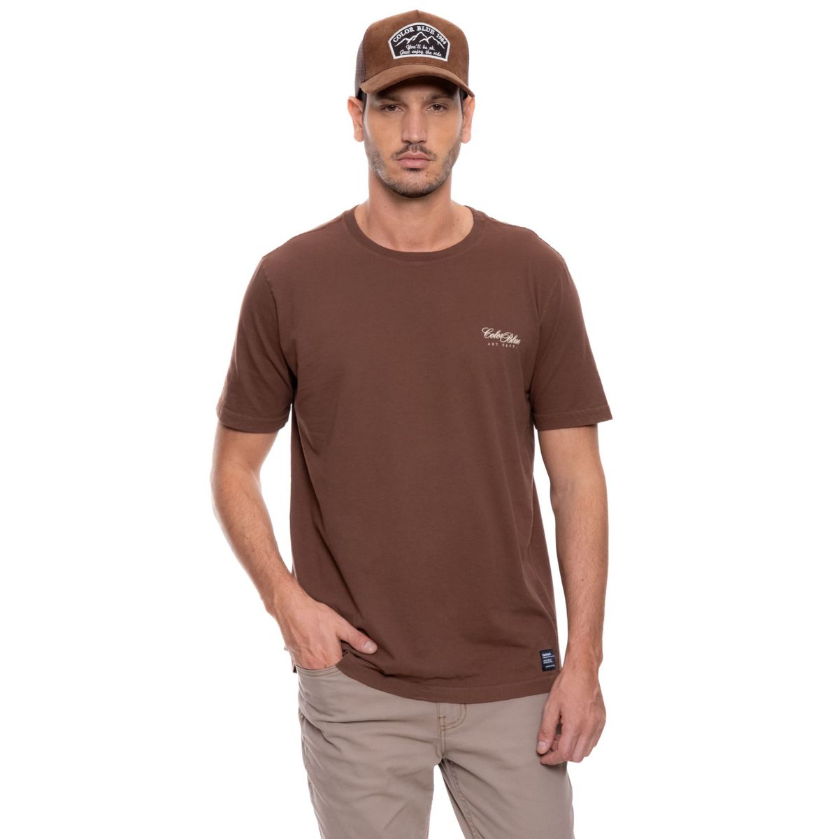 COLOR BLUE - Camiseta Manga Corta Con Estampado En Espalda