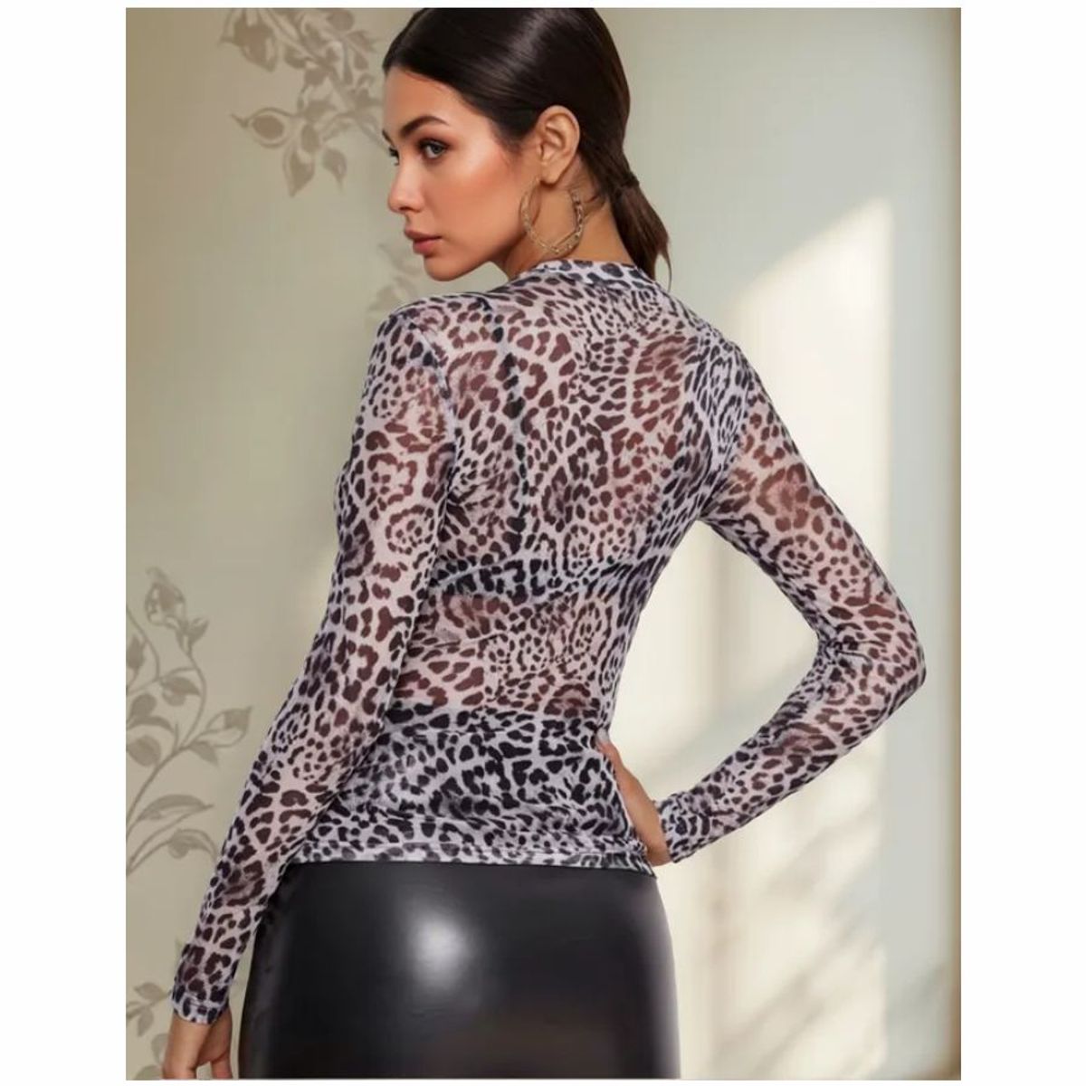 RAINBOW MODA - Blusa Mujer Transparencia Animal Print Estampado