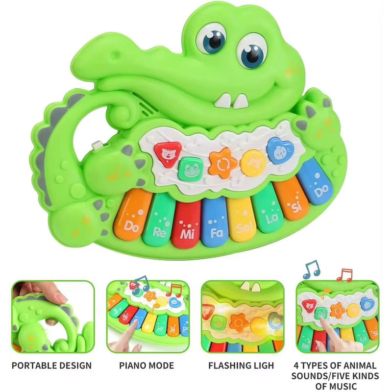 GENERICO - Piano Musical Infantil Cocodrilo Con Sonidos Luces Didáctico
