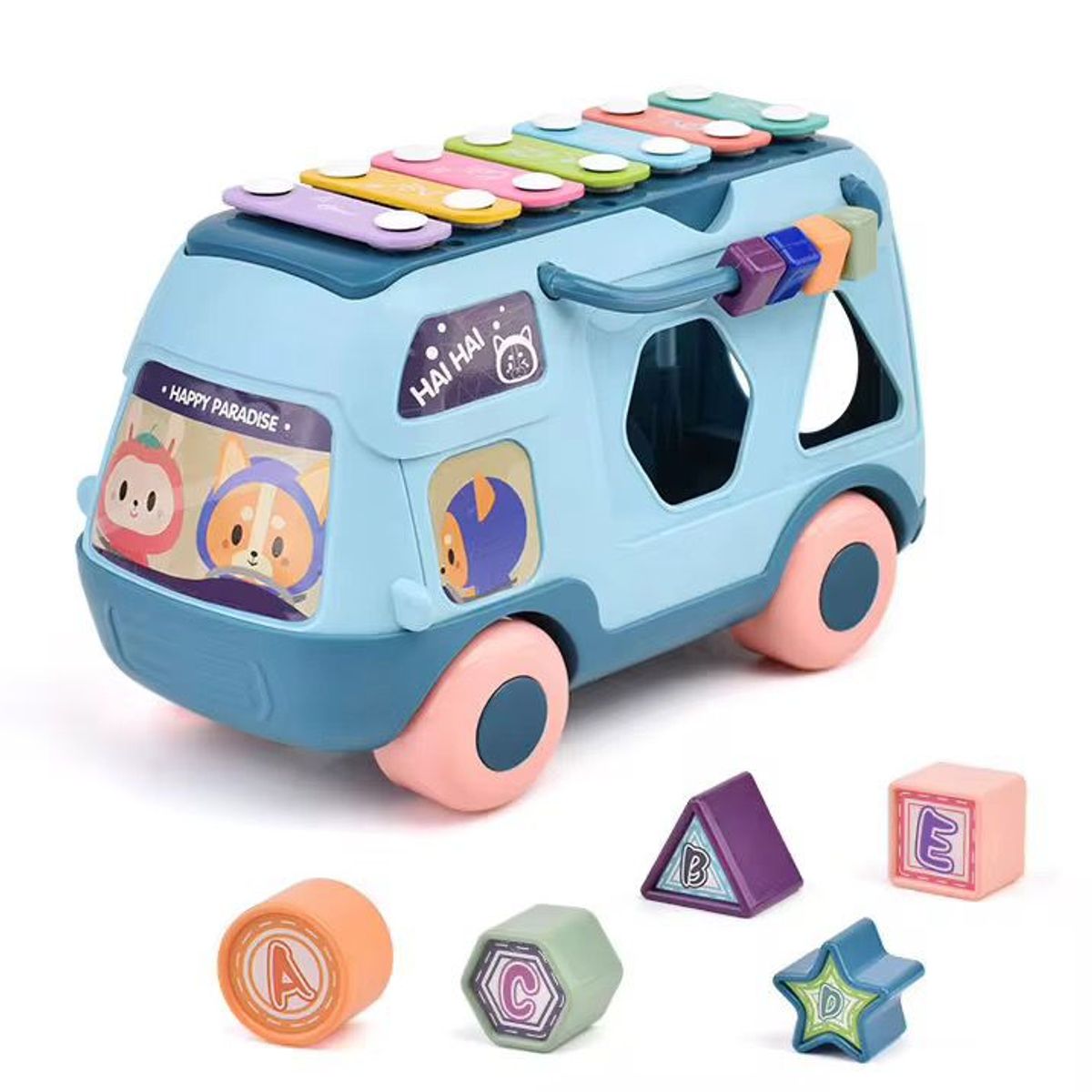 GENERICO - Bus Didáctico Musical Multifuncional Infantil Xilófono Azul
