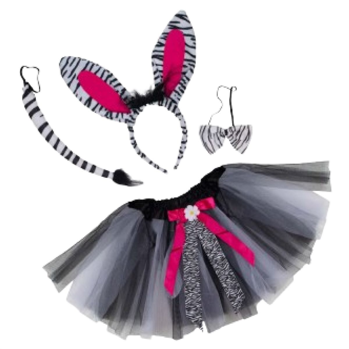 GENERICO - Disfraz De Cebra Para Niñas  Diadema Orejas, Tutú Y Cola