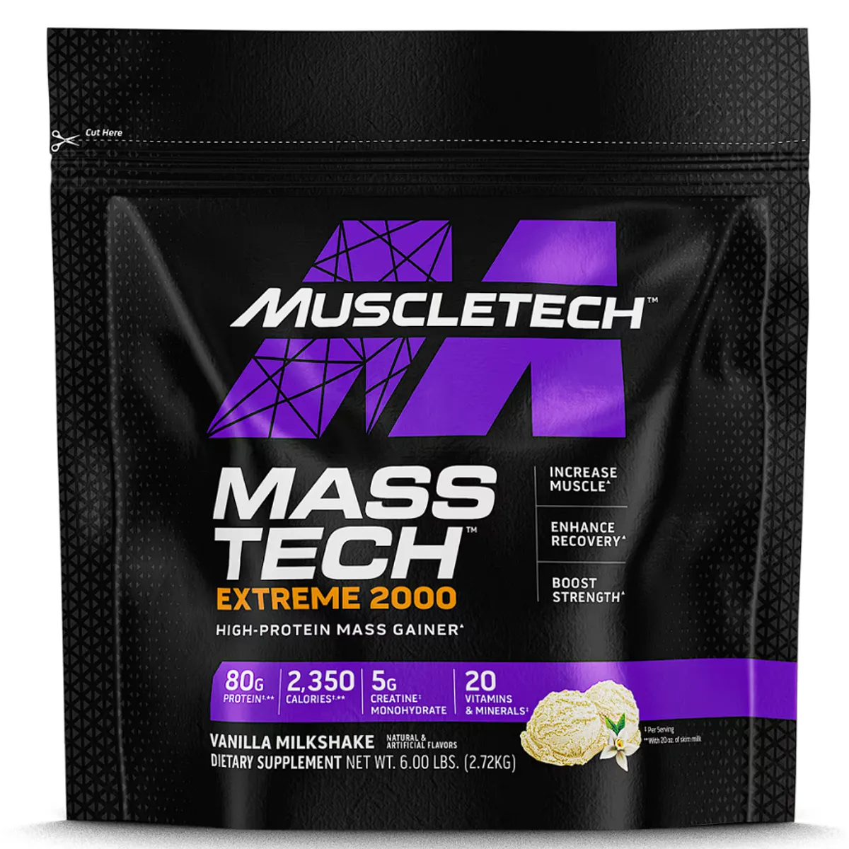 MUSCLETECH - Proteina Mass Tech - Crecimiento muscular Extreme 2000 6lb - Vainilla