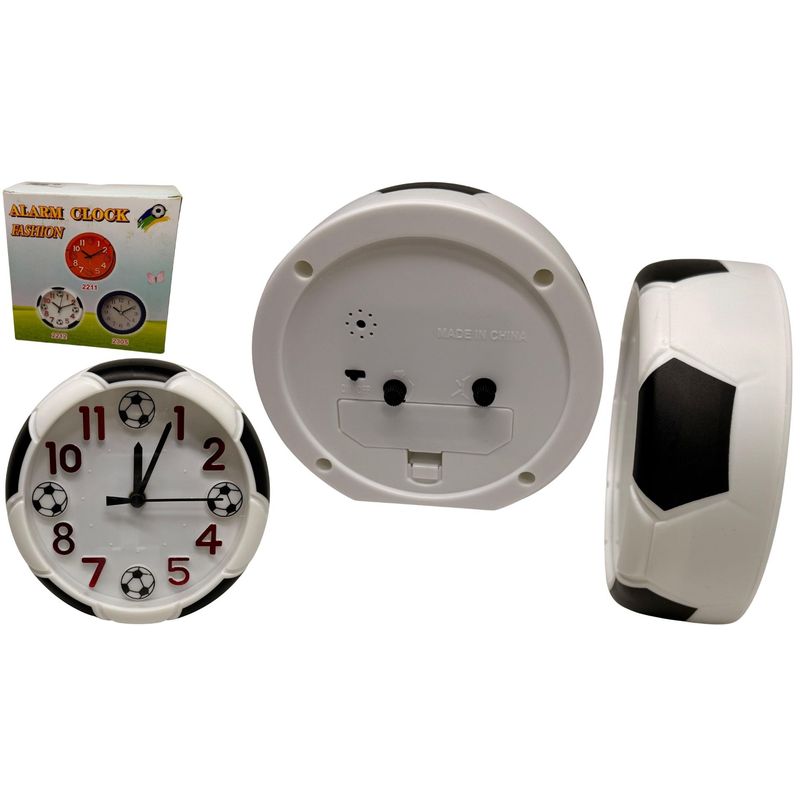 MAZUGI - Reloj De Mesa Soccer Despertador Balón De Futbol Unisex Negro