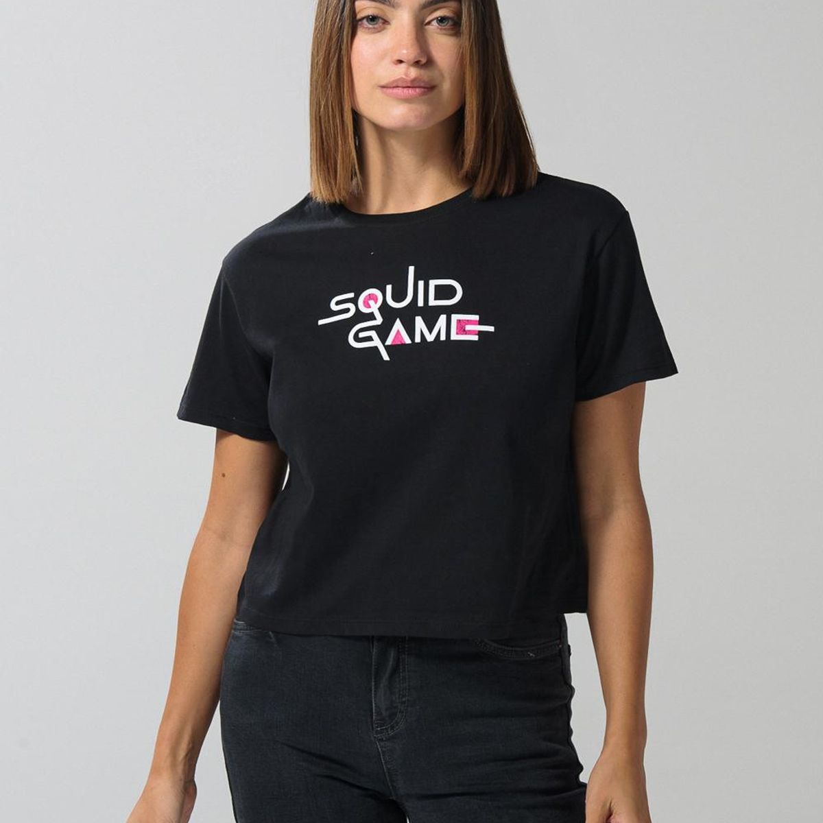 KOAJ - KOAJ Crop top femenino manga corta con estampado en frente de  MUJER