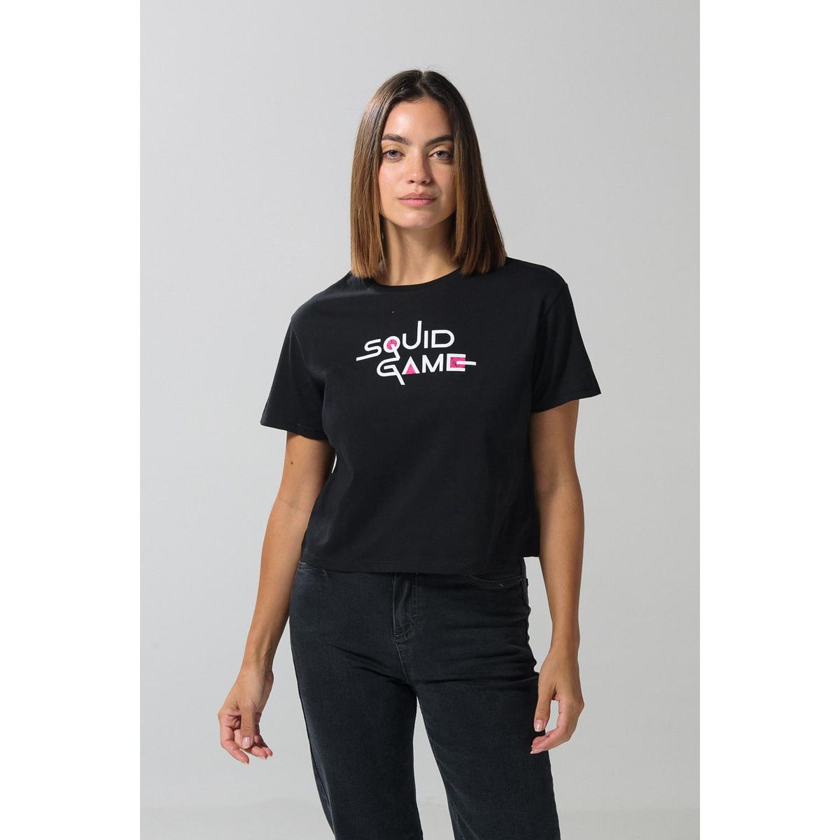 KOAJ - KOAJ Crop top femenino manga corta con estampado en frente de  MUJER