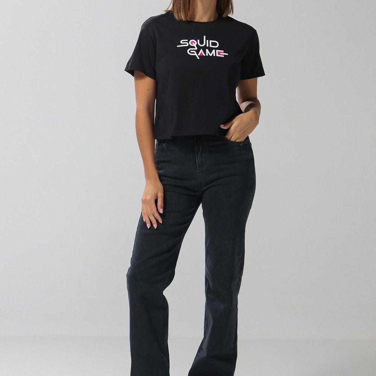 KOAJ - KOAJ Crop top femenino manga corta con estampado en frente de  MUJER