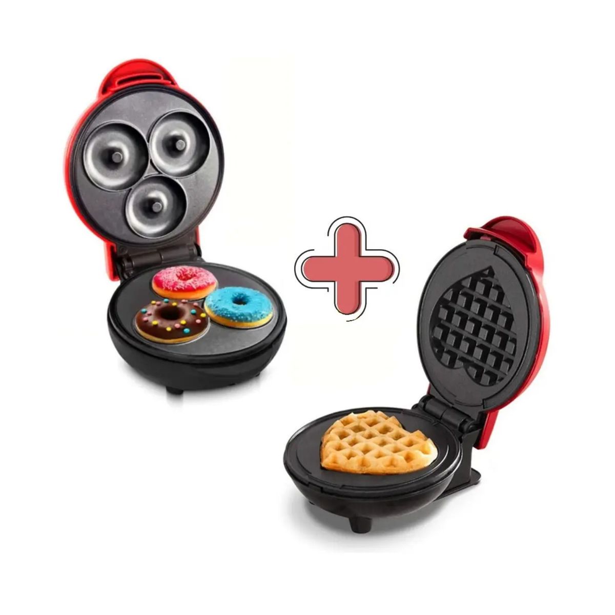 GENERICO - Combo máquina mini para donas  + mini waflera de corazón