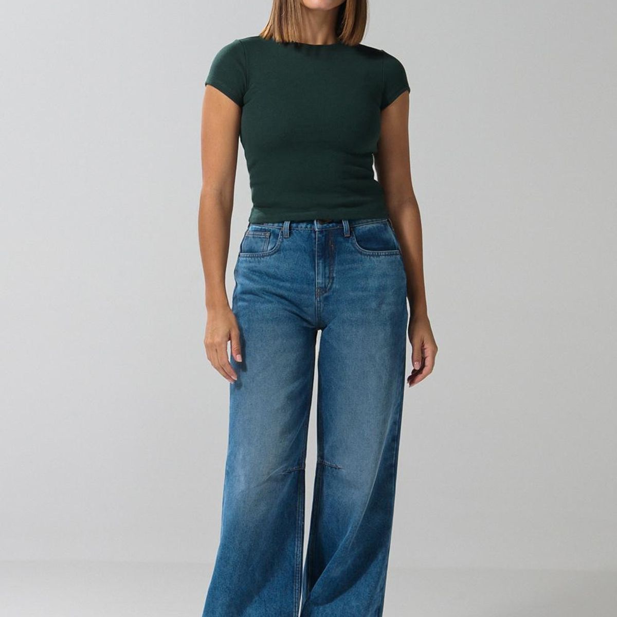 KOAJ - KOAJ Camiseta ajustada en rib unicolor con manga corta y tex Mujer