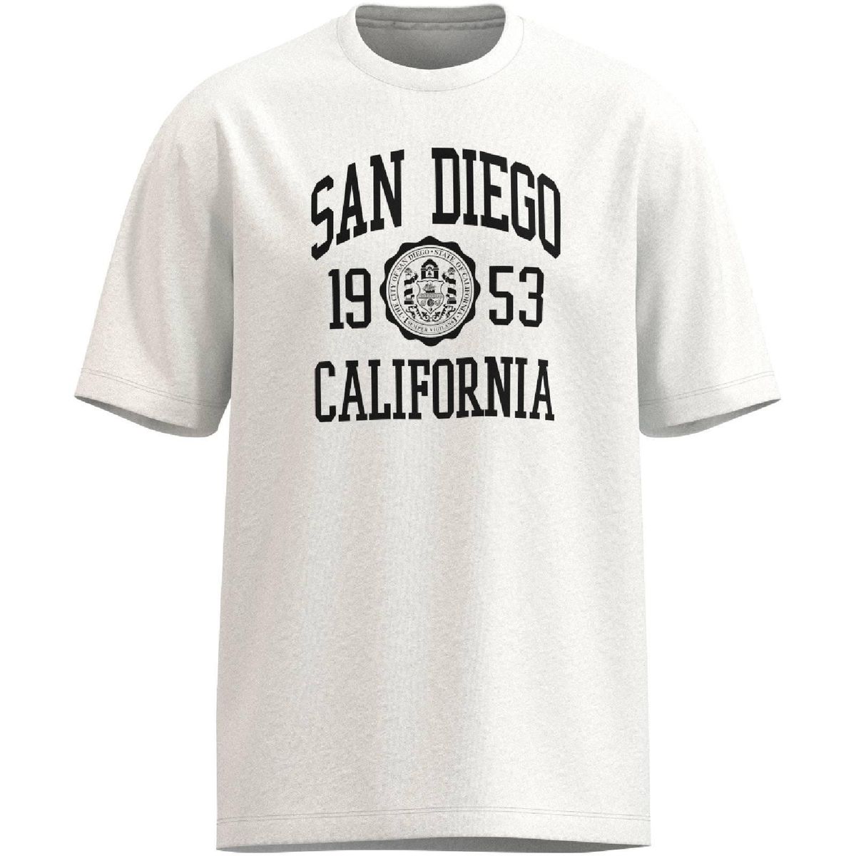 KOAJ - KOAJ Camiseta en algodón crema college manga corta Hombre