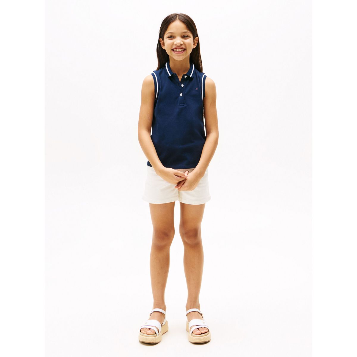 TOMMY HILFIGER - Polo azul sin mangas con cuello ribeteado Tommy Hilfiger