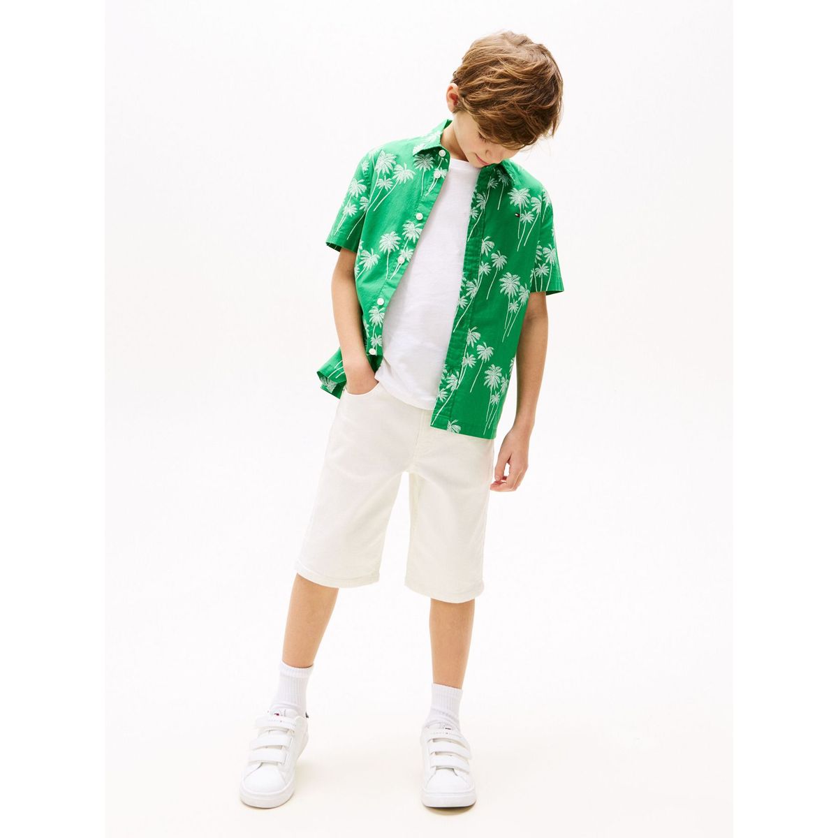 TOMMY HILFIGER - Camisa verde de manga corta con flores estampadas Tommy Hilfiger