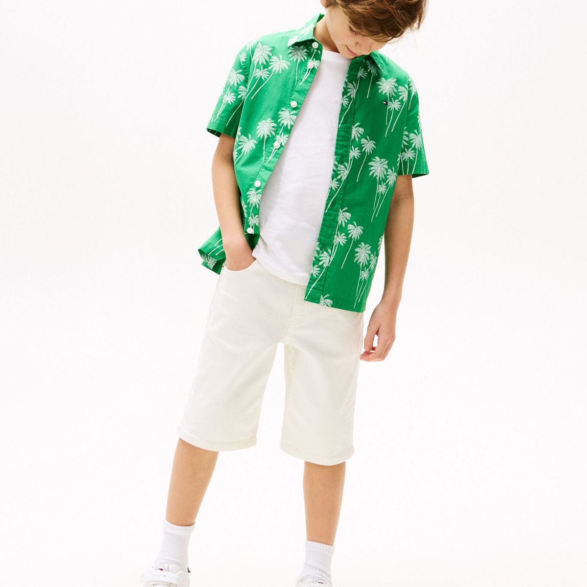 TOMMY HILFIGER - Camisa verde de manga corta con flores estampadas Tommy Hilfiger