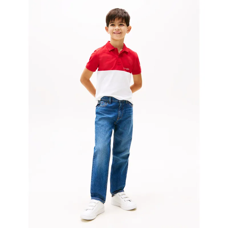 TOMMY HILFIGER - Polo rojo con diseño colorblock con logo Tommy Hilfiger