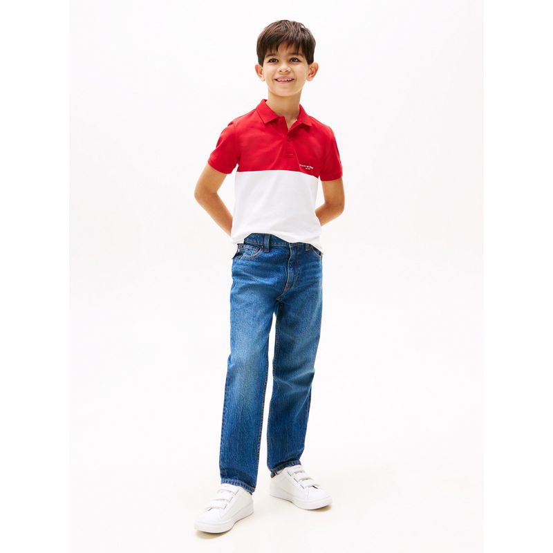 TOMMY HILFIGER - Polo rojo con diseño colorblock con logo Tommy Hilfiger