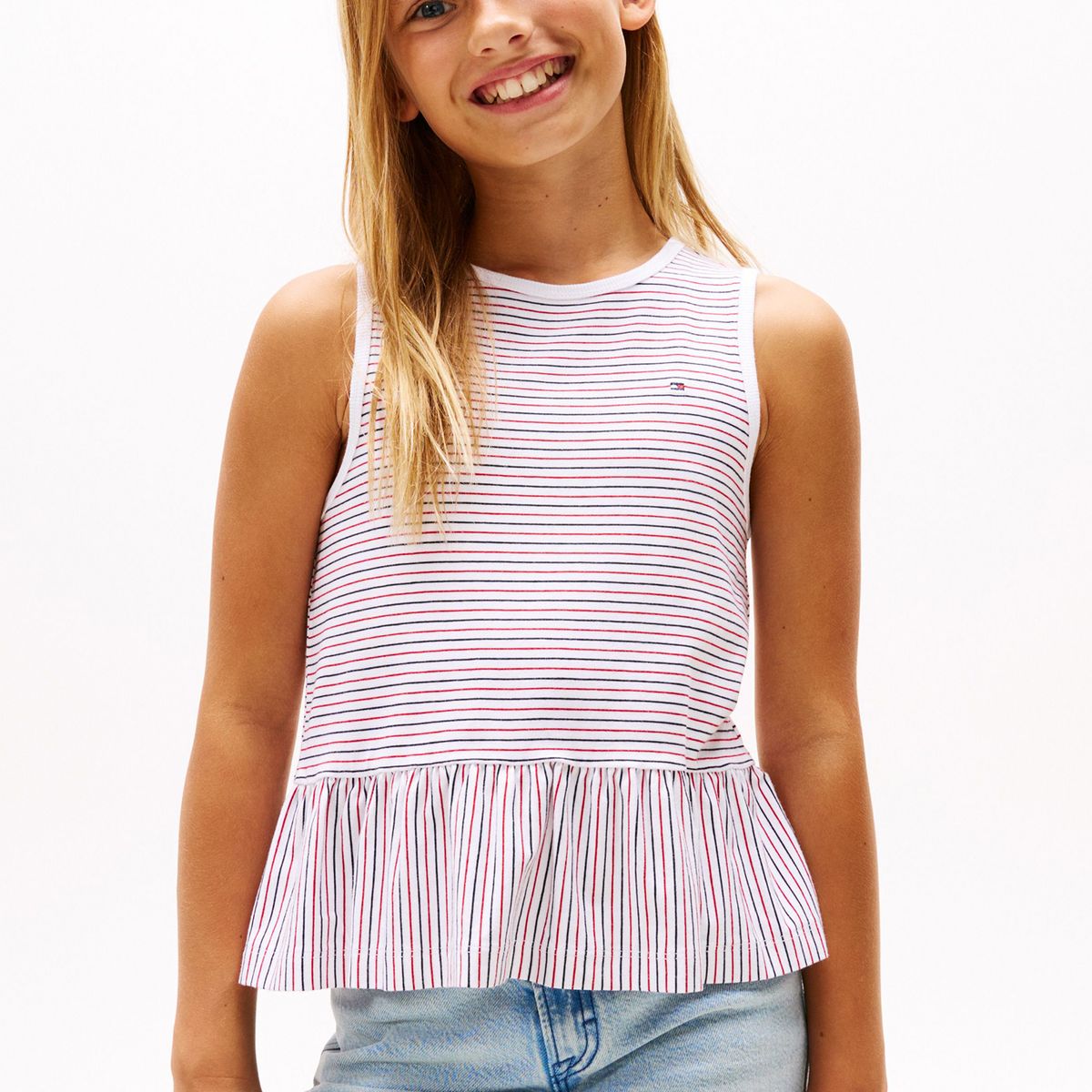 TOMMY HILFIGER - Polo blanco sin mangas con cuello ribeteado Tommy Hilfiger