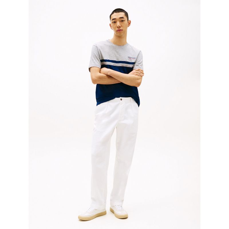 TOMMY HILFIGER - Camiseta azul oscuro color block con monotipo Hilfiger Tommy Hilfiger