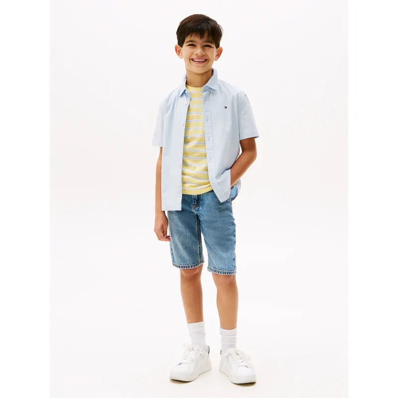 TOMMY HILFIGER - Camisa celeste Oxford de manga corta Tommy Hilfiger