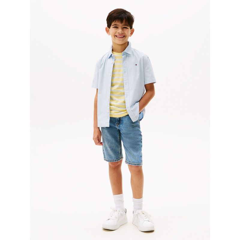TOMMY HILFIGER - Camisa celeste Oxford de manga corta Tommy Hilfiger