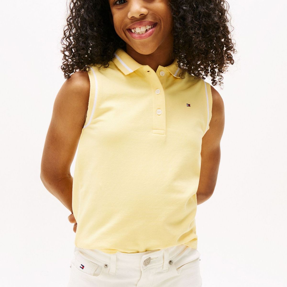 TOMMY HILFIGER - Polo amarillo sin mangas con cuello ribeteado Tommy Hilfiger