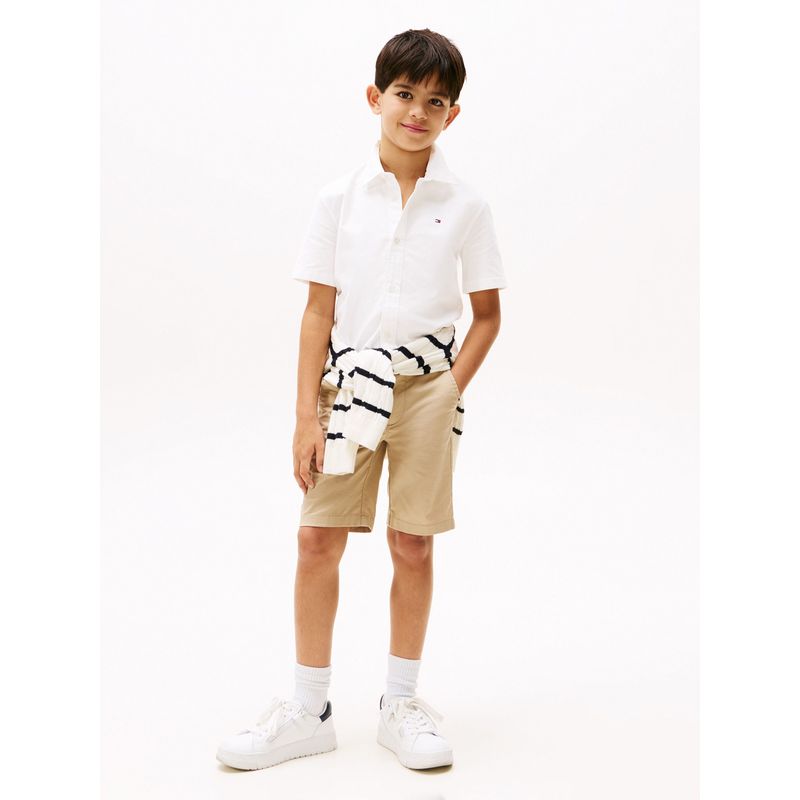 TOMMY HILFIGER - Camisa blanca Oxford de manga corta Tommy Hilfiger