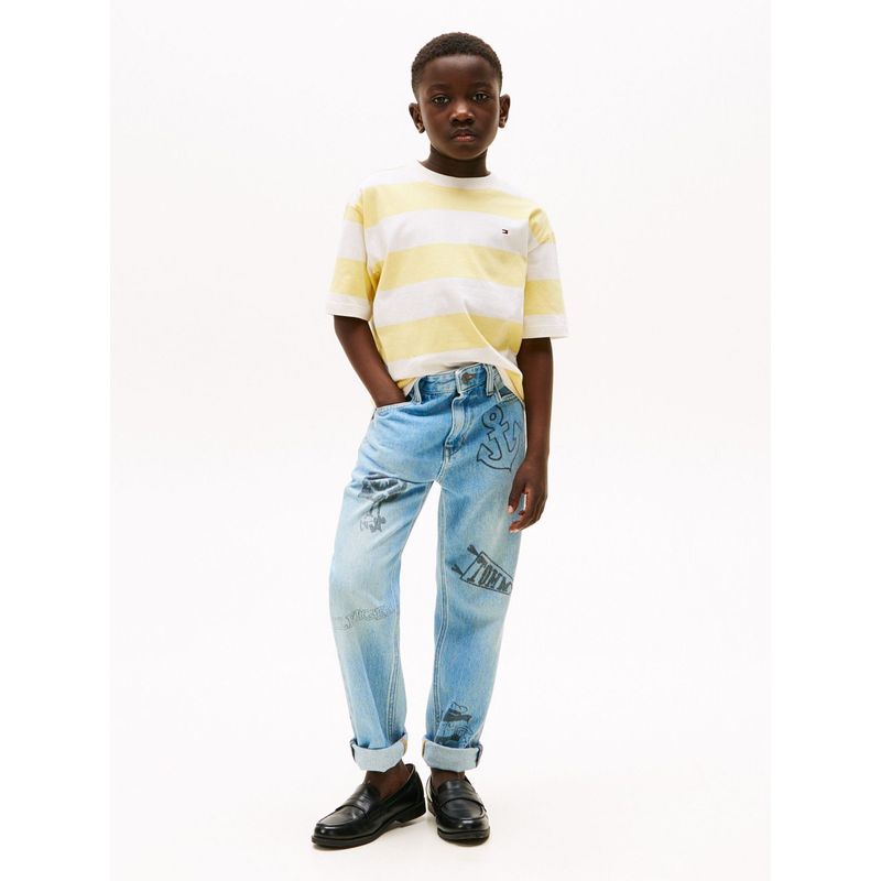 TOMMY HILFIGER - Camiseta amarilla de cuello redondo con logo bordado Tommy Hilfiger