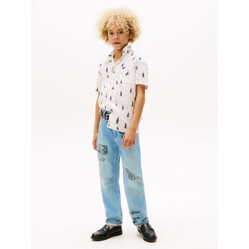 TOMMY HILFIGER - Camisa blanca de manga corta estampada Tommy Hilfiger