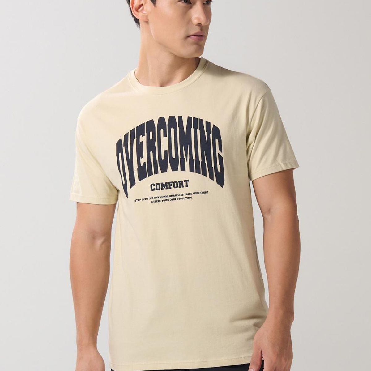 KOAJ - KOAJ Camiseta manga corta unicolor con estampado en frente e Hombre