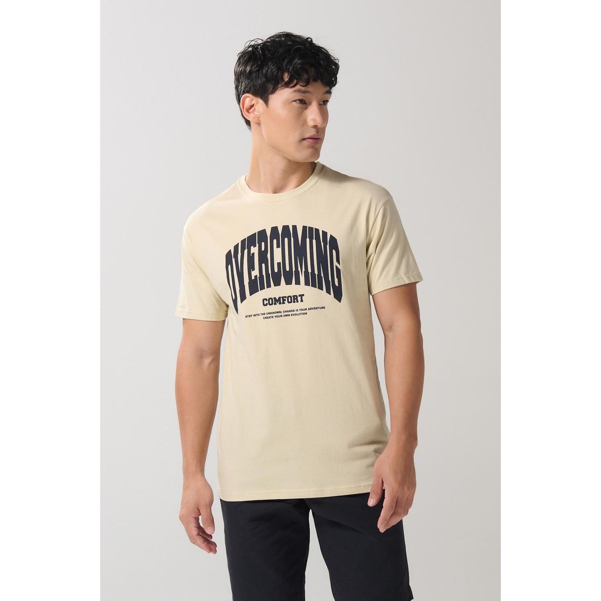 KOAJ - KOAJ Camiseta manga corta unicolor con estampado en frente e Hombre