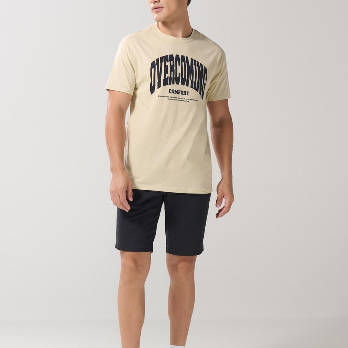 KOAJ - KOAJ Camiseta manga corta unicolor con estampado en frente e Hombre