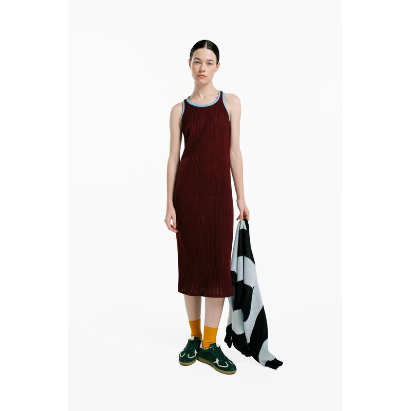 MAGLIONE - Vestido Midi Mujer Cuello Redondo Sin Mangas
