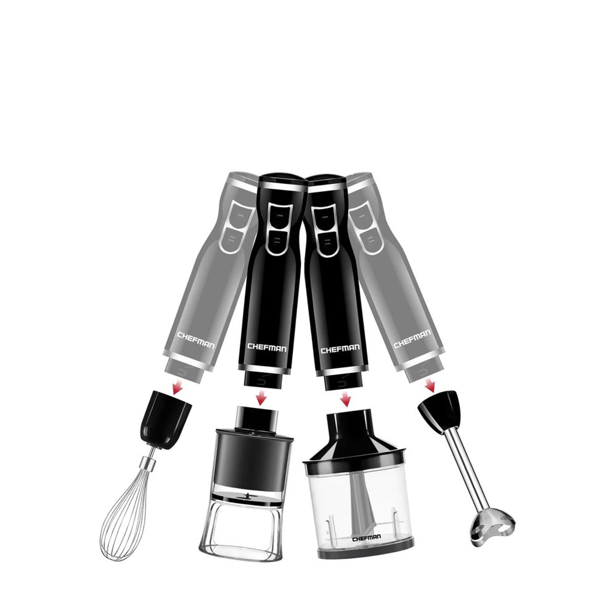 CHEFMAN - Kit De Preparacion De Alimentos Batidora De Inmersion 6-EN-1300W CHEFMAN