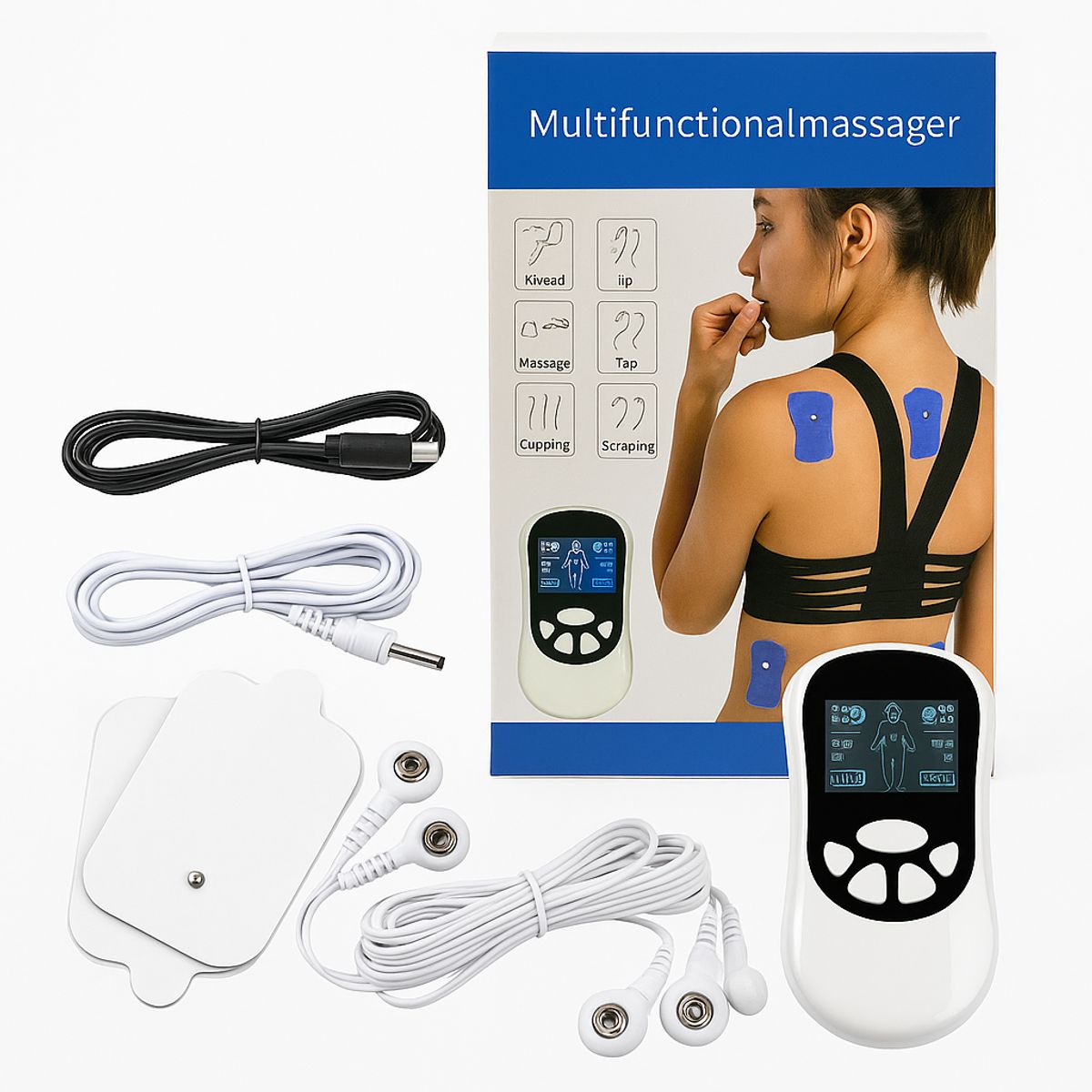 GENERICO - Masajeador Eléctrico de Pulso Multifuncional  Digital Portátil y Recargable