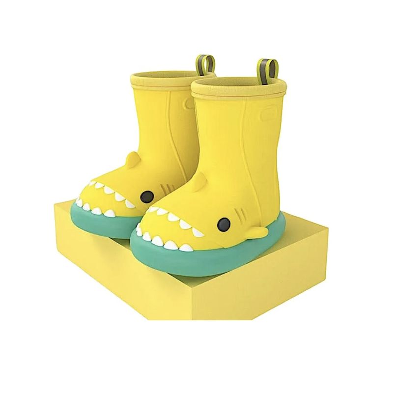 GENERICO - Botas De Lluvia Baby Shark Tiburón Para Niños Y Niñas AmarilloVerde
