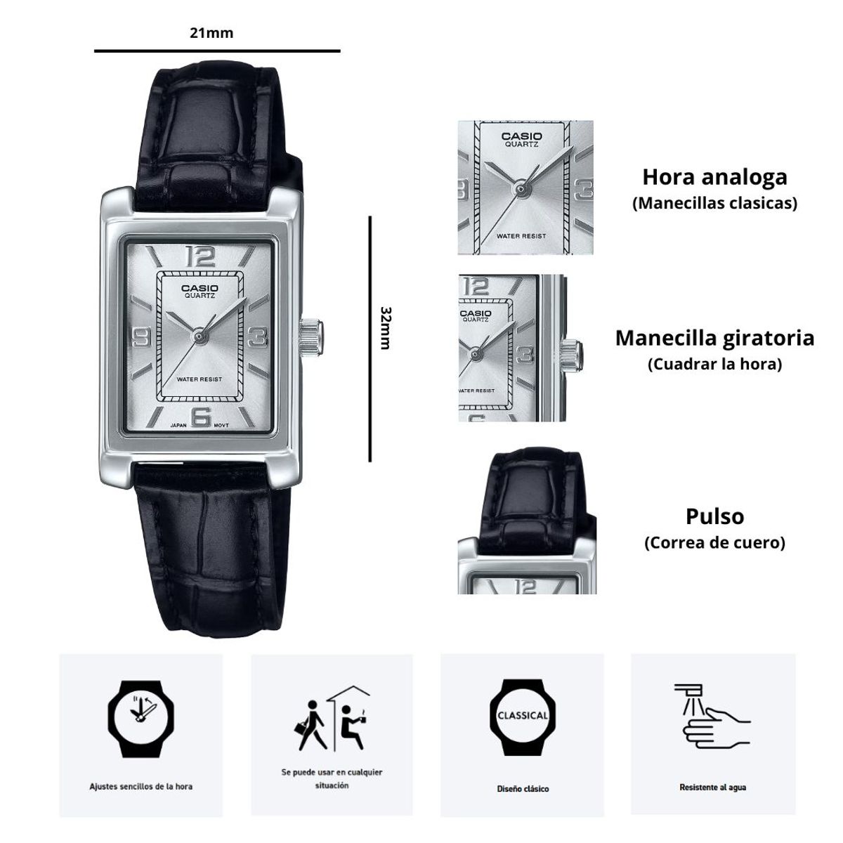 CASIO - Reloj Casio LTP-1234LL-7A Diseño Clasico