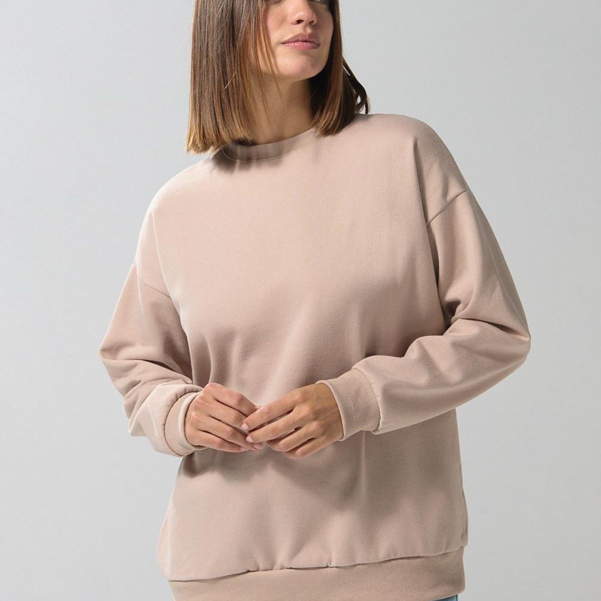 KOAJ - KOAJ Buzo unicolor cuello redondo oversize con hombro caído MUJER