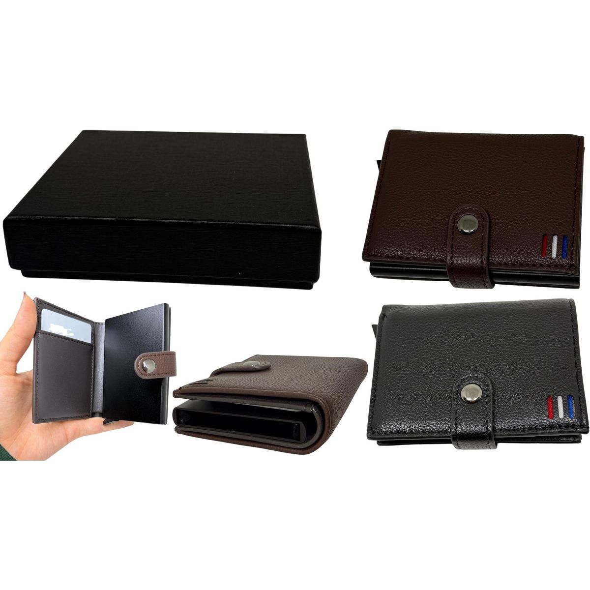 MAZUGI - Billetera Tarjetero Porta documentos Cartera 4 Compartimiento