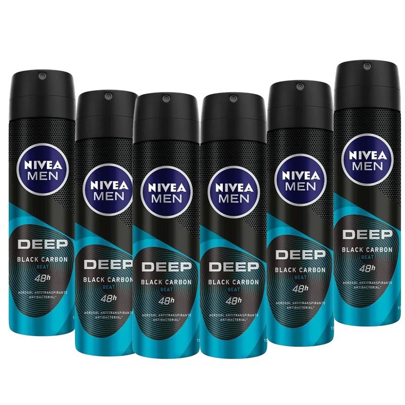 NIVEA - Nivea Men Desodorante Hombre Deep Beat Spray 150ml x6