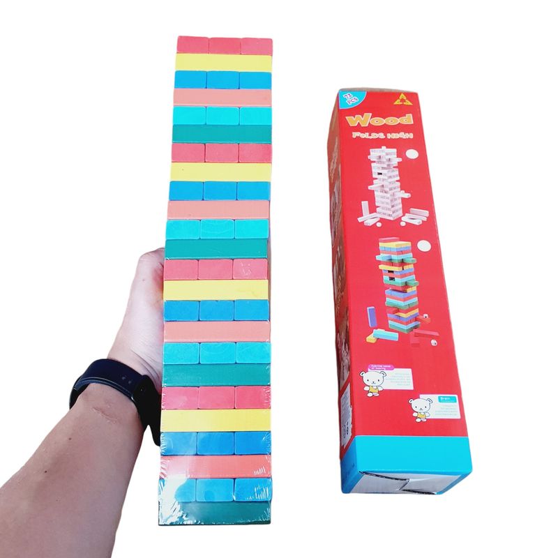 GENERICO - Jenga Madera 72 Piezas Colores Largo Juego Mesa Dados Grande