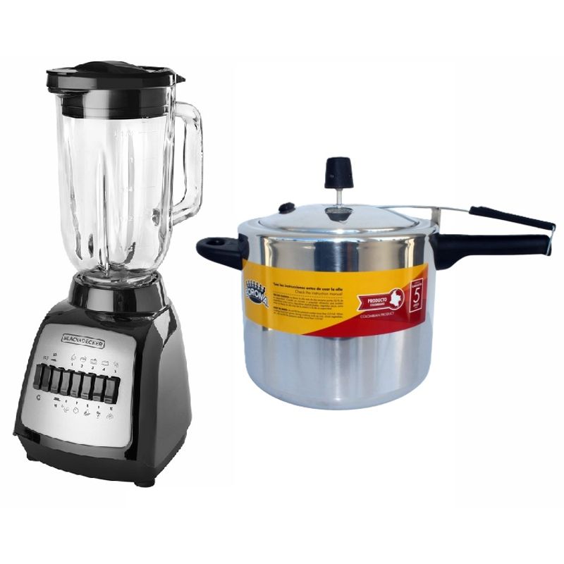 BLACK+DECKER - Combo Cocina Licuadora B&d 1.25 Lts + Olla Presión 6 Lts Corona