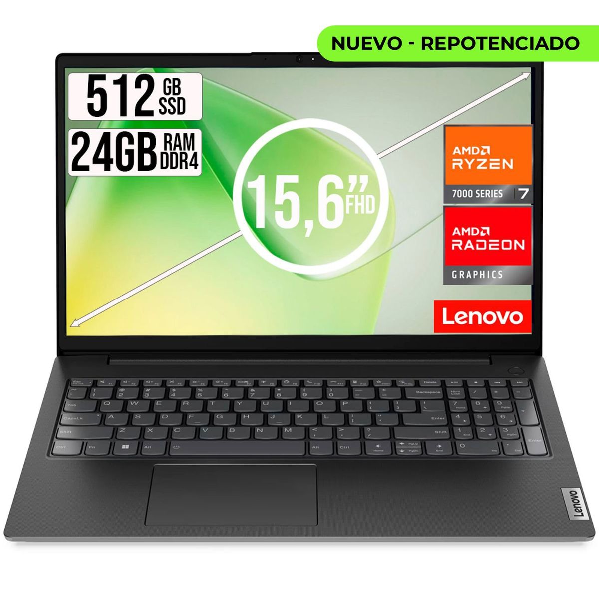 LENOVO - PORTATIL LENOVO V15 AMD RYZEN 7-7730U SSD 512GB RAM 24GB 15,6 FHD
