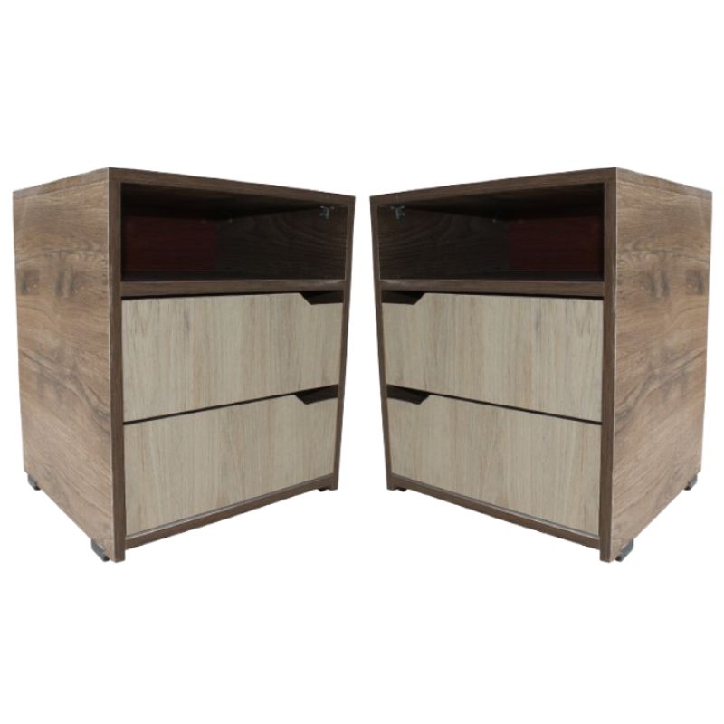 WOOD PETS - Combo X2 Mesa De Noche  Nochero  Mesa Auxiliar