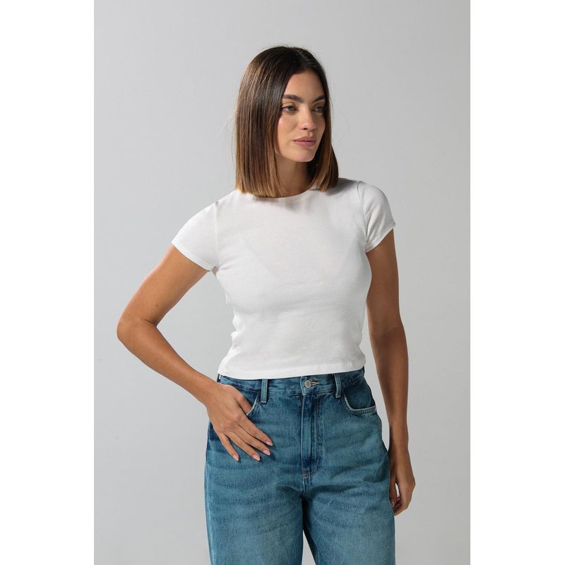 KOAJ - KOAJ Camiseta en rib ceñida unicolor con manga corta MUJER