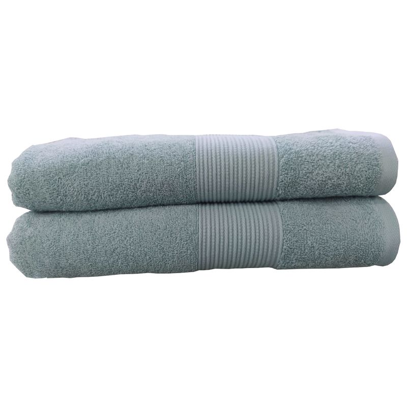 GENERICO - Toalla De Cuerpo Coral Set x 2 Unicolor 450 Gramos 100 % Algodón Tipo Hotelera Color Azul Perlado