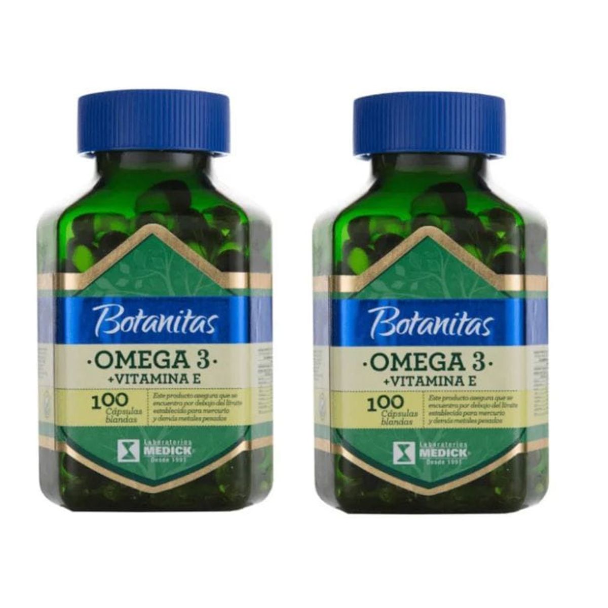 NATURAL BOTANIC - OMEGA 3 + VITAMINA E/ 100 CAPSULAS BLANDAS X 2 BOTANITAS