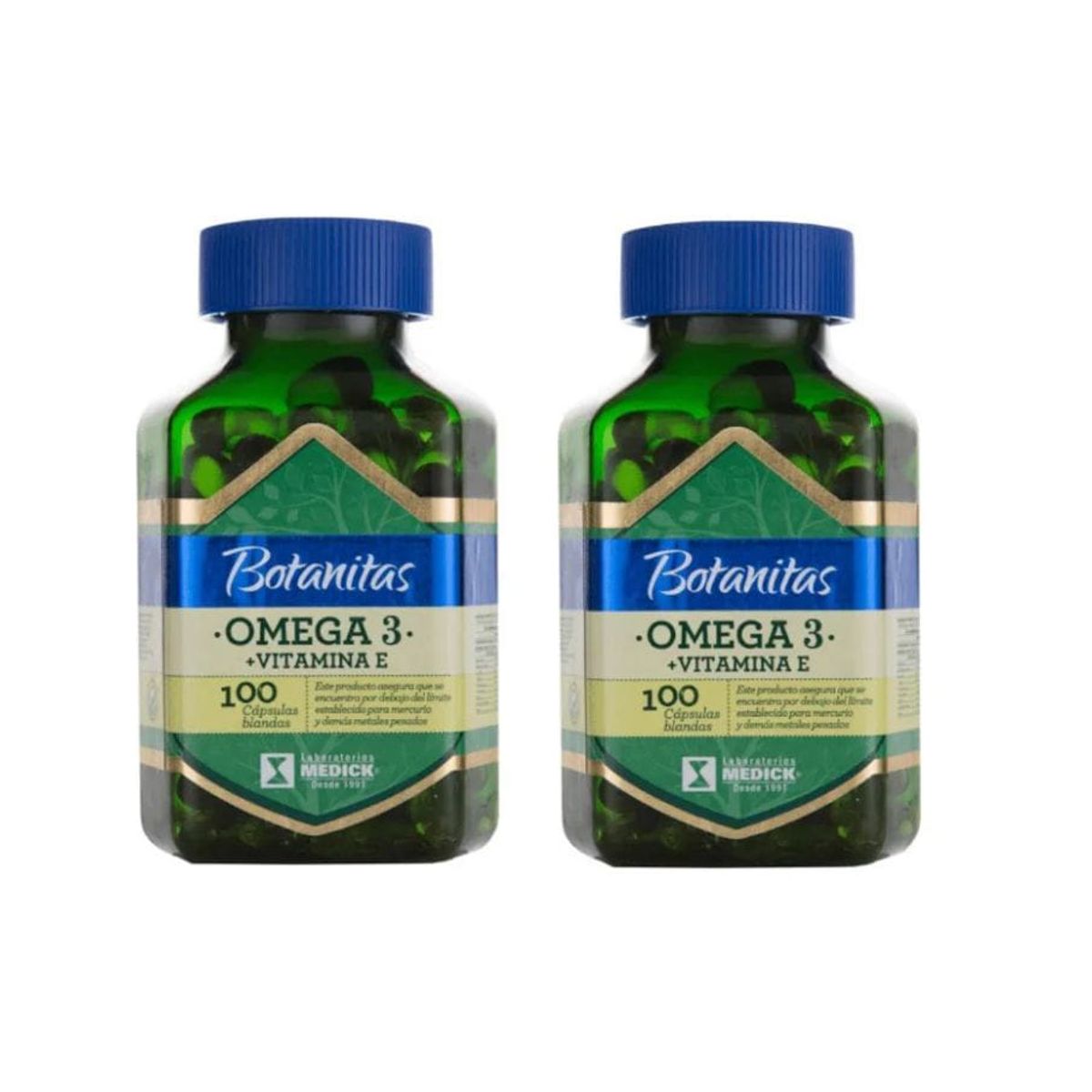 NATURAL BOTANIC - OMEGA 3 + VITAMINA E/ 100 CAPSULAS BLANDAS X 2 BOTANITAS
