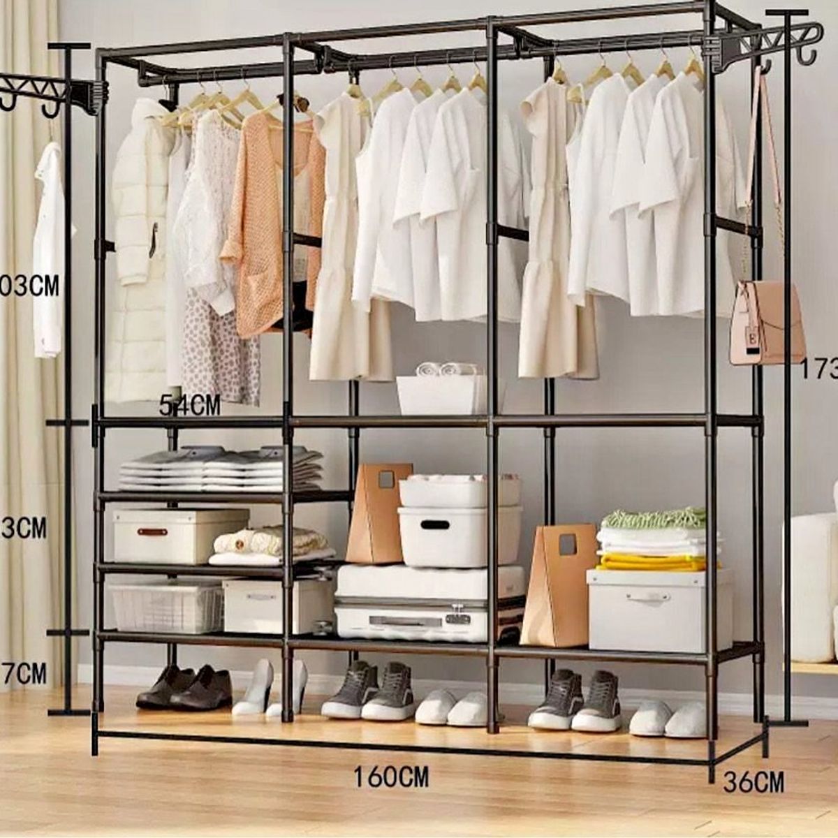GENERICO - Clóset Armable de 3 Módulos con Cubierta Organizador de Ropa y Accesorios gris o negro