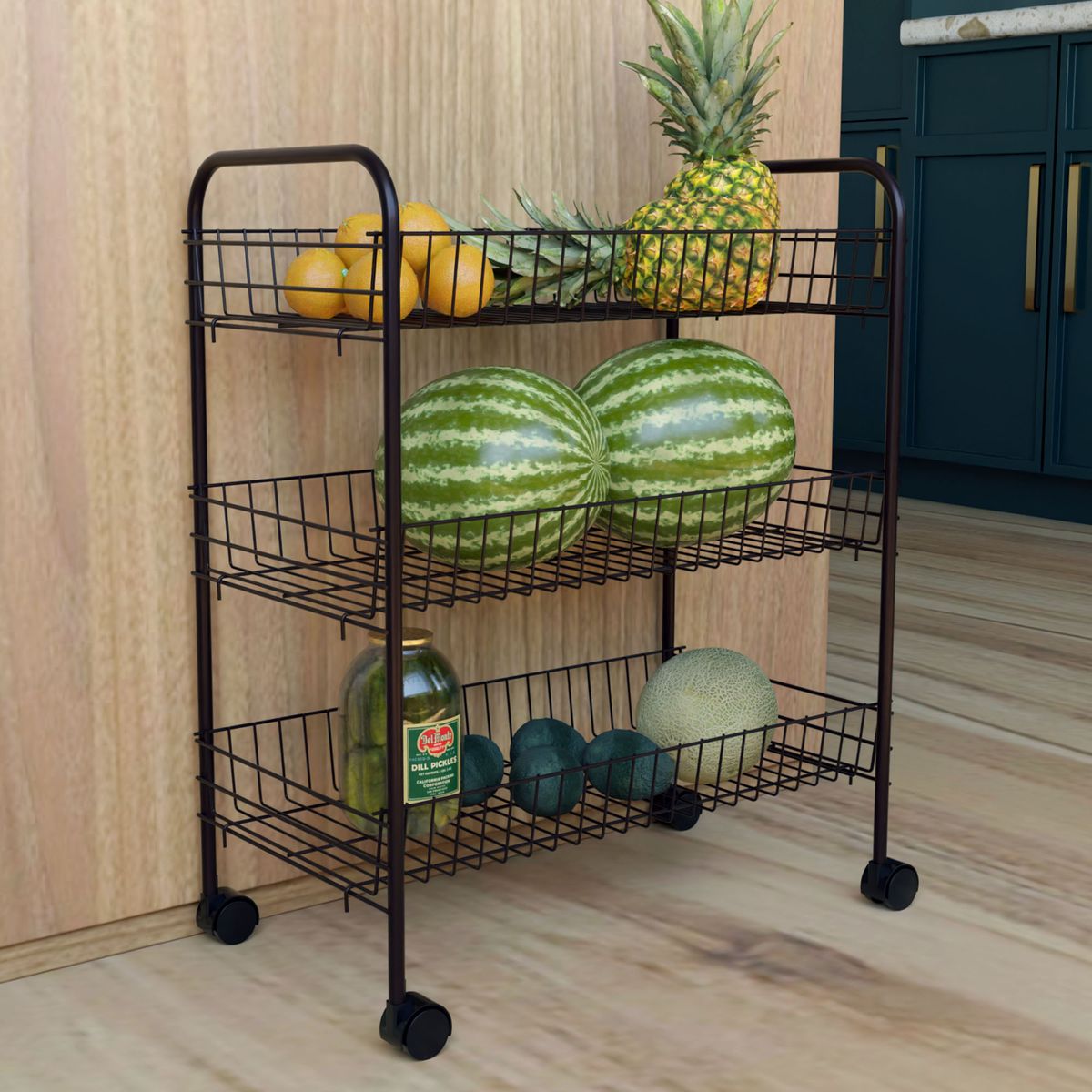 REJIPLAS - Organizador 3 canastas plastificado negro