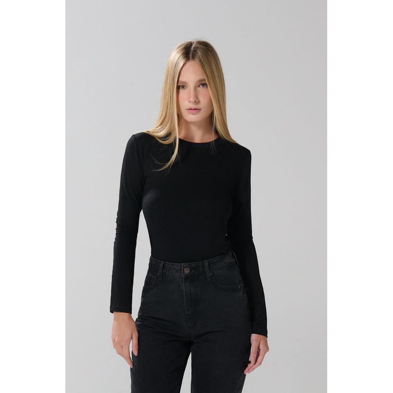 KOAJ - KOAJ Camiseta unicolor en rib, manga larga. MUJER