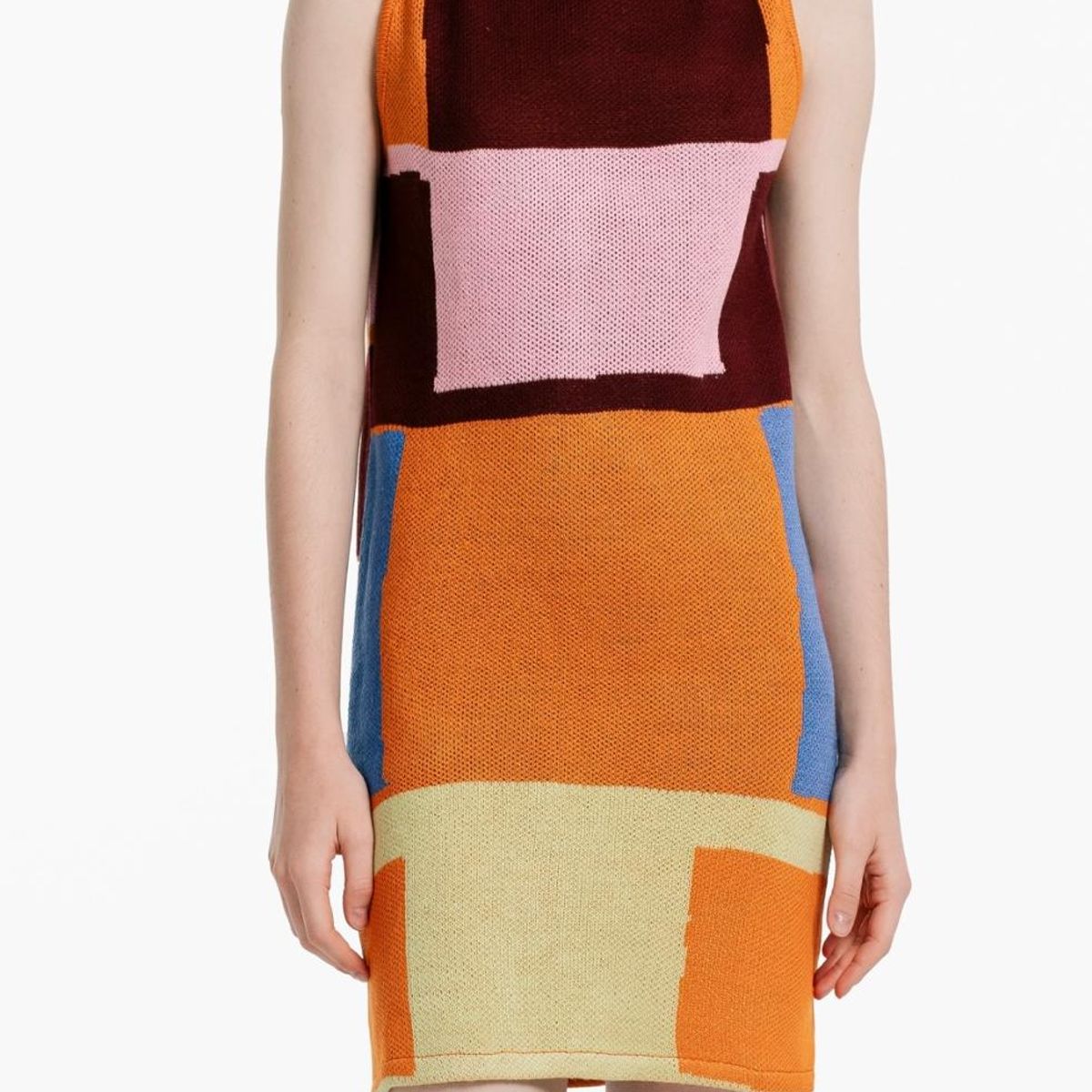 MAGLIONE - Mini Vestido Mosaico Cuello Redondo Sin Mangas